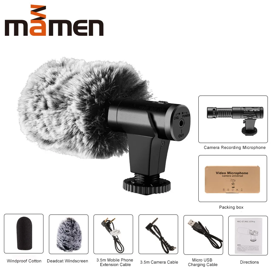 Супермикрофон MAMEN с камерой 3 5 мм цифровой микрофон для видеосъемки интервью HD