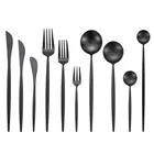 Набор столовых приборов из матовой черной стали, столовая посуда, вилка, десертная ложка, набор кухонных ножей, японские палочки для еды, Западный набор посуды
