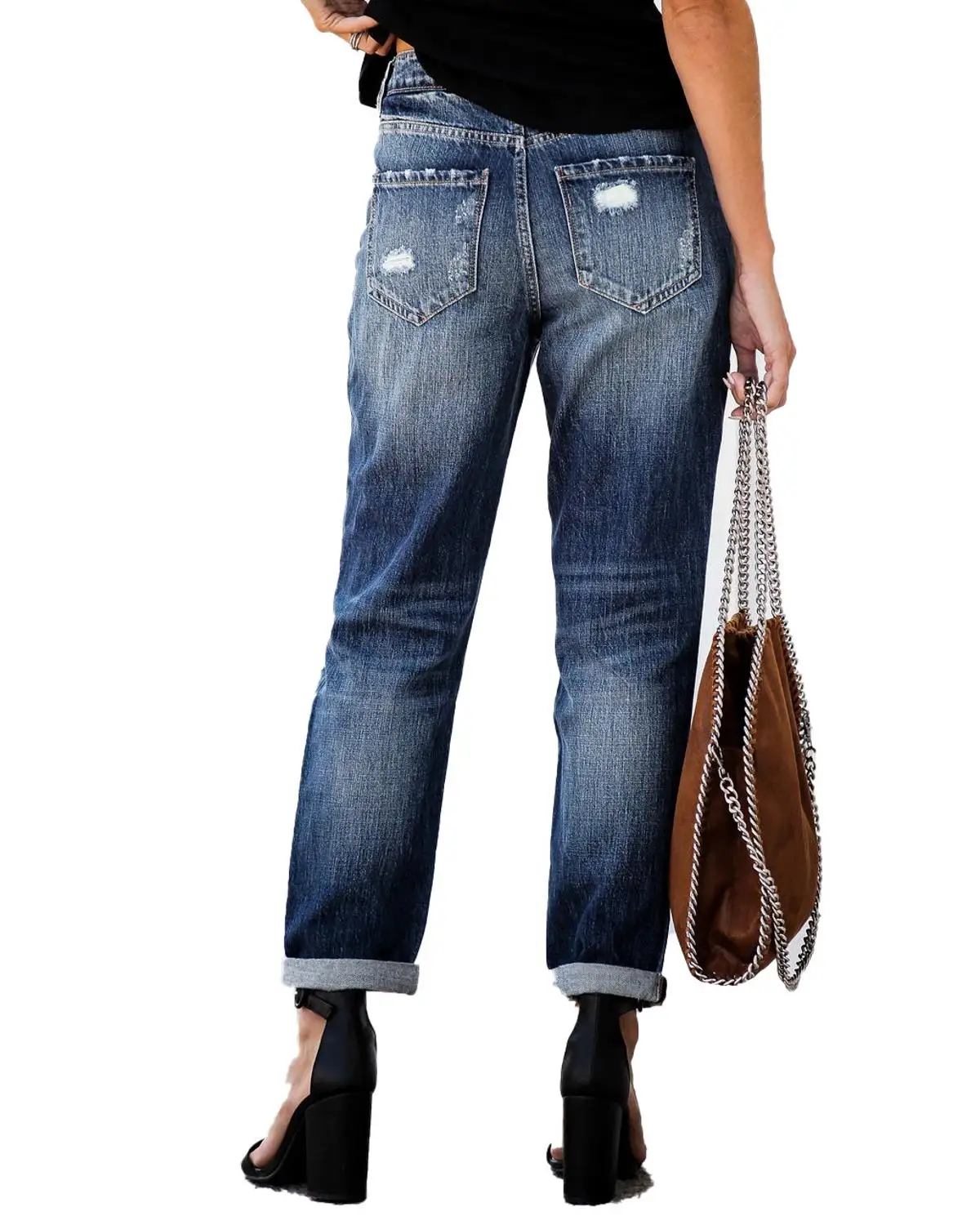 Новинка 2020 рваные джинсы с высокой талией в стиле ретро для женщин мам джинсовые