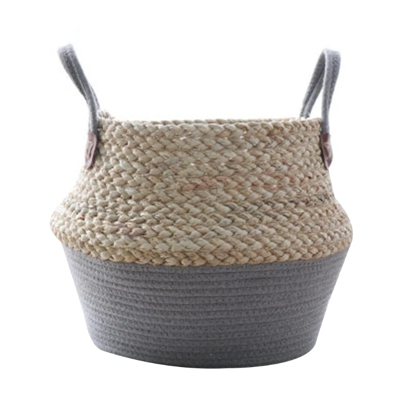 

Nordic Handmade Straw Laundry Picnic Toy Storage Basket Macrame Woven Flower Pot Plant Container Planter Holder Decor