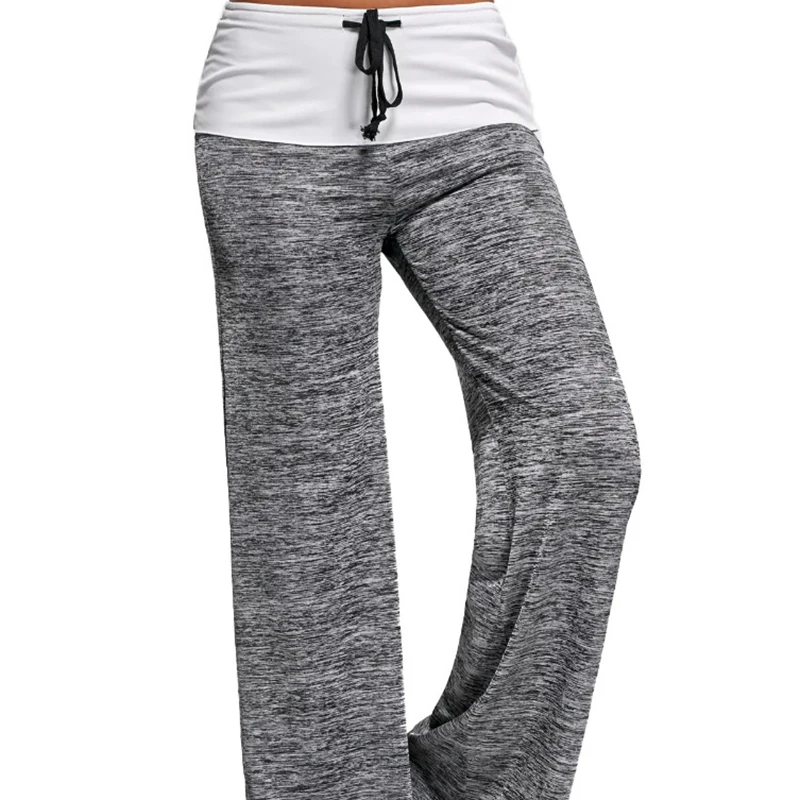 Лоскутные брюки с высокой талией эластичные широкие со шнуровкой свободные