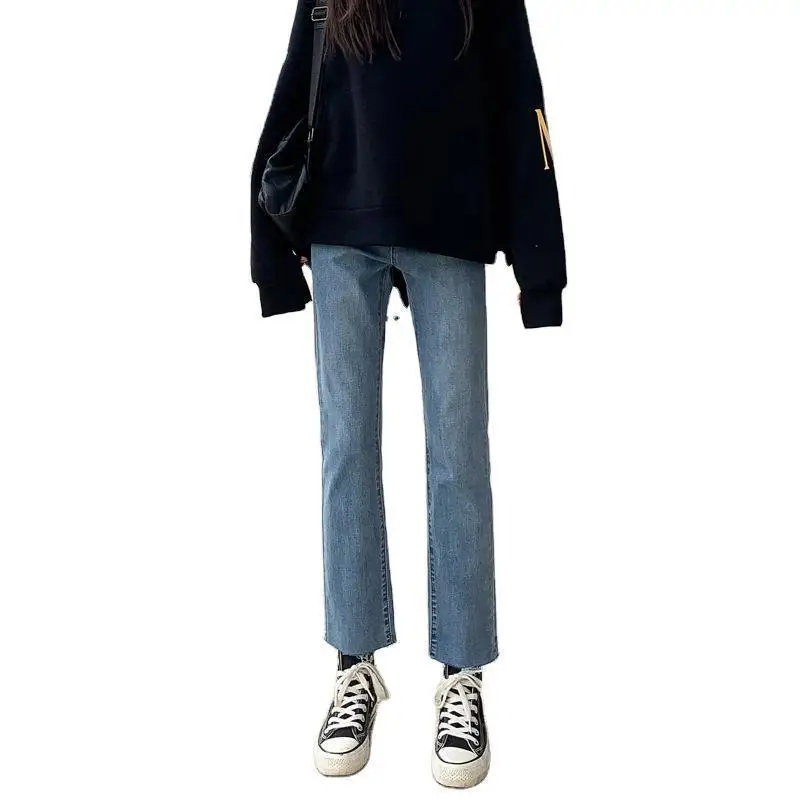 

Jeans women straight 2021 autumn dress thin jeans for women high waist thin loose nine points pants