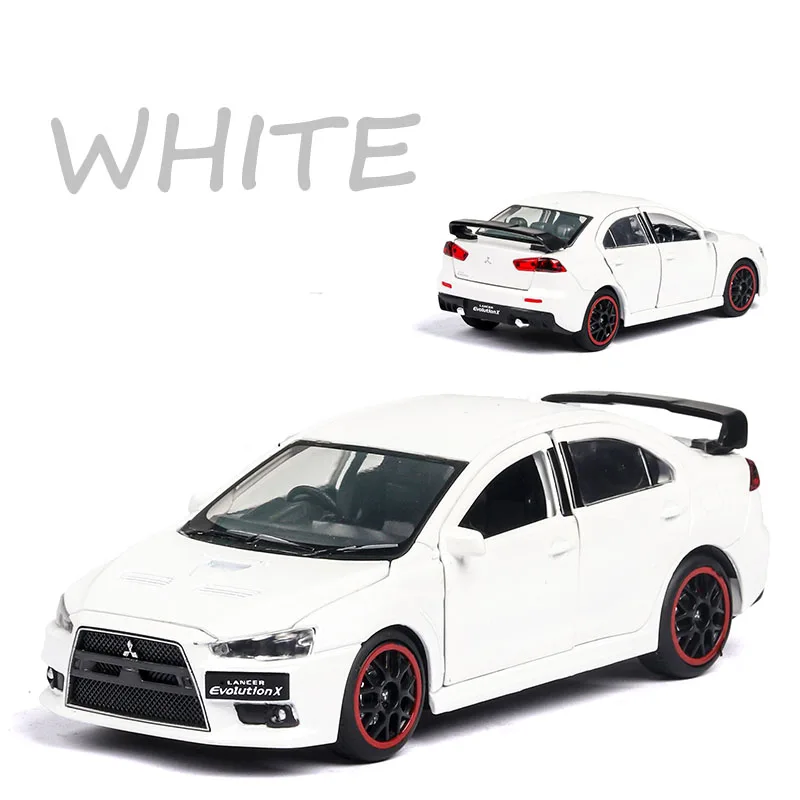 Литье под давлением 1:32 Lancer EVOlution X Коллекционная модель автомобиля из металлического сплава симуляторы машины игрушки для детей Подарки для детей - Цвет: Белый