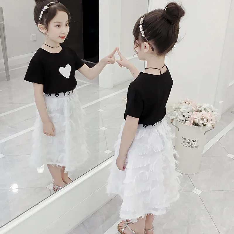 Летний костюм для девочек комплект детской одежды подростков повседневный 6 8 12