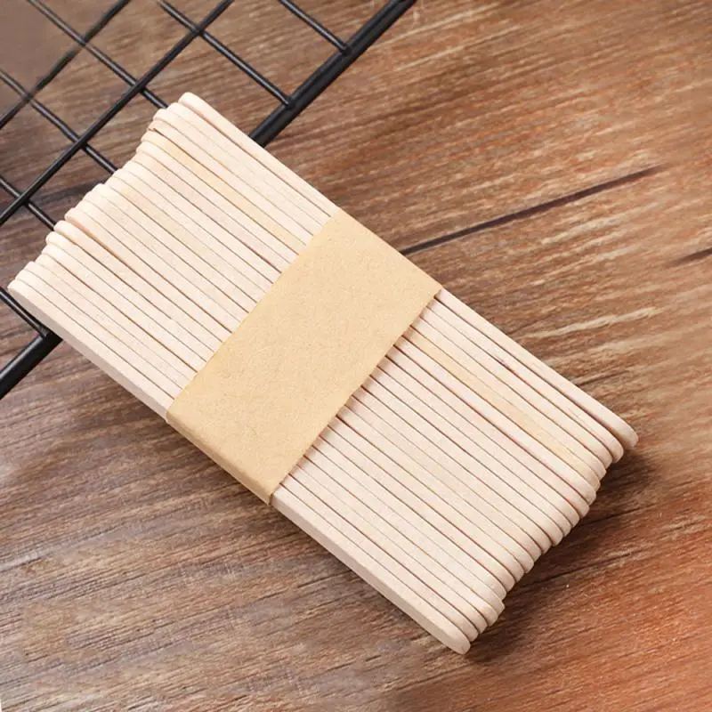 

50Pcs/set Popsicle Sticks Natural Wooden Ice Cream Sticks Flat Head Sticks Finish Tongue Depressors DIY Popsicle Accessories