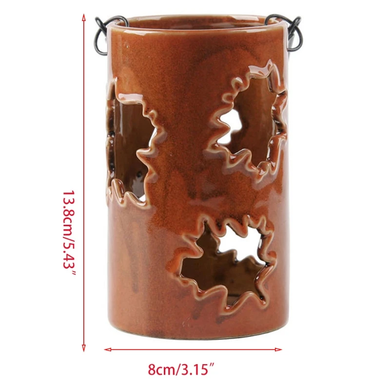 

Thanksgiving Lantern Maple Leaf Hollow Desktop Light Hanging Candlestick Lamp 85DB