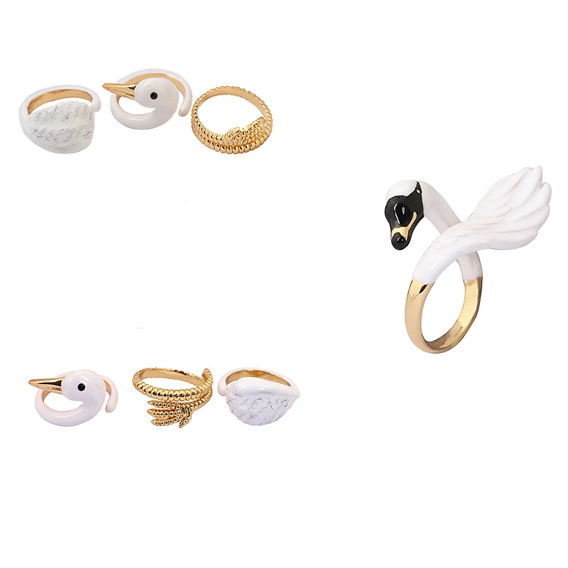 Эмалированное позолоченное модное кольцо в европейском и американском стиле с