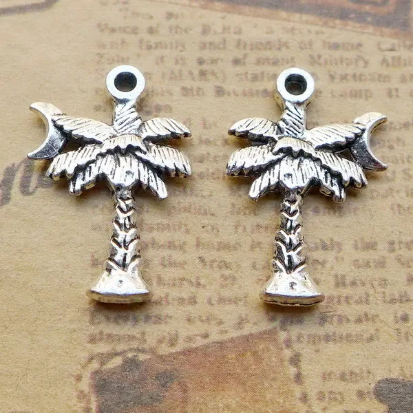 

20pcs/lot 21.2x14mm Antique Silver Color Coconut Tree Charms For DIY Bracelet Jewelry Making