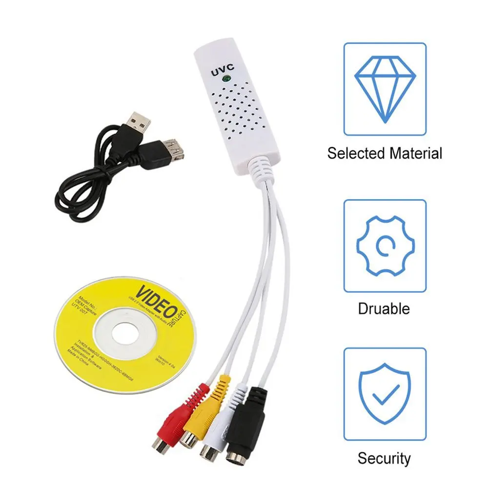 Высокое качество Новый портативный USB 2 0 Easycap Аудио видео захвата карты адаптер VHS