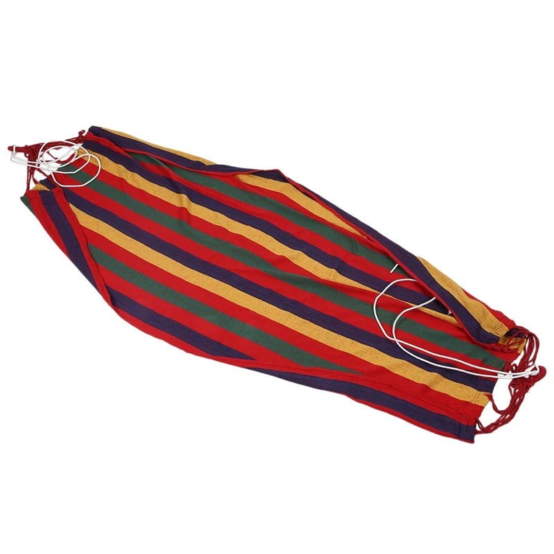 

190cm x 80cm Stripe Hang Bed Canvas Hammock 120kg Strong and Comfortable (Red)