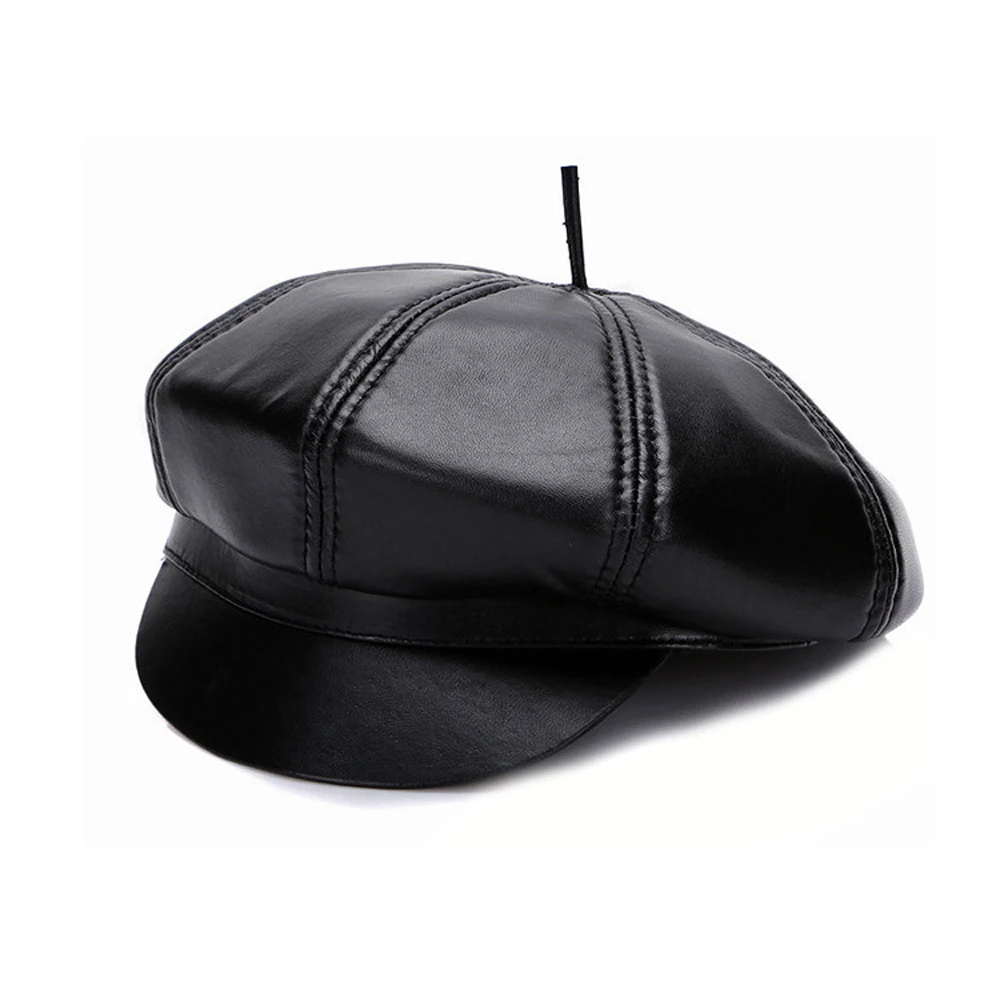 Новинка осенне-зимние женские береты из 100% натуральной овечьей кожи