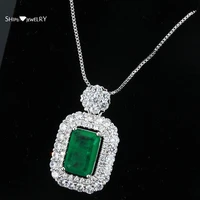 shipei 100 925 sterling silver emerald created moissanite diamonds gemstone wedding engagement fine jewelry pendant necklace