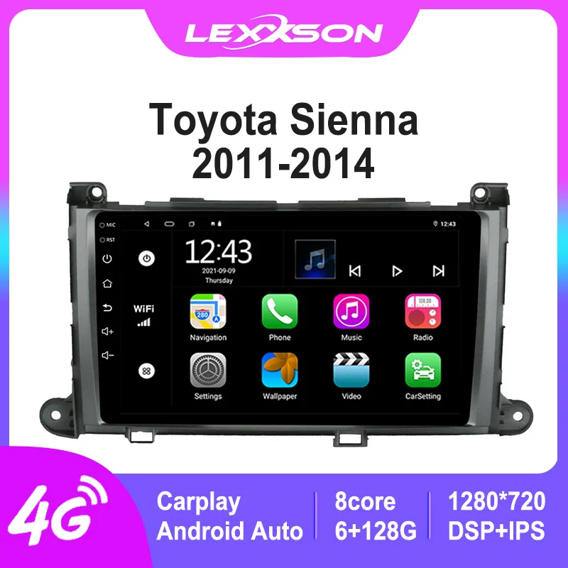 

LEXXSON Android 10 Auto CarPlay For Toyota Sienna 2011-2014 Car Radio Multimedia Video Navi GPS 1280*720 DSP BT 5.0 USB Player