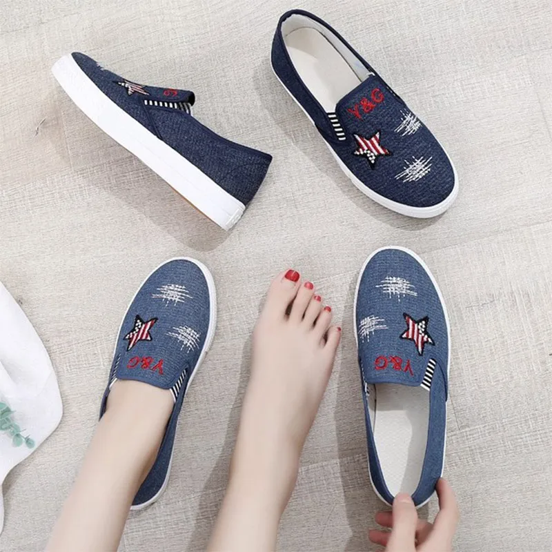 Spring Women's Canvas Shoes Casual Loafers Women Slip On Flat Platform Elastic Band Woman Sneakers Female Comfort Footwear 2021 | Обувь