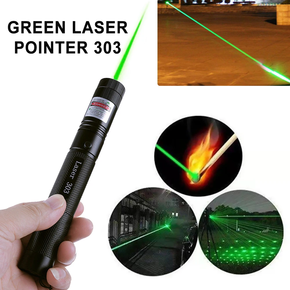 Laser Pointer Green Sight Pen Powerful Red Dot 10000m 532nm 303 Adjustable Focus For Hunting Climbing | Спорт и развлечения