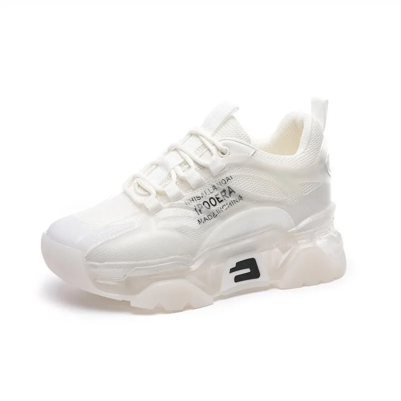 

2022 Spring Korean Platform Shoes Women Sneakers Thick Bottom Breathable Lace Up Casual Shoes Basket Femme Chunky Shoes Autumn