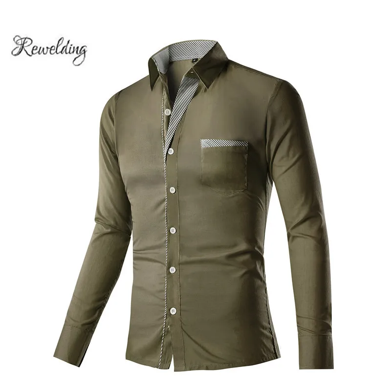 

Spring Autumn Plus Size Men Shirt Brand Casual Solid Long Sleeve Slim Fit Male Formal Business Dress Shirts Social Shirt