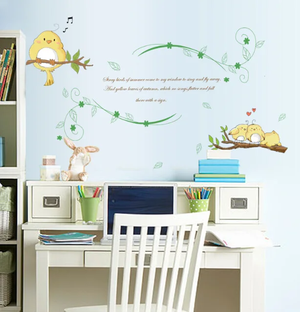 

Creative Removable Cartoon Birds Wall Stickers Wall Decal for Wall Corner Nursery Room Bathroom Living Room Windows Door