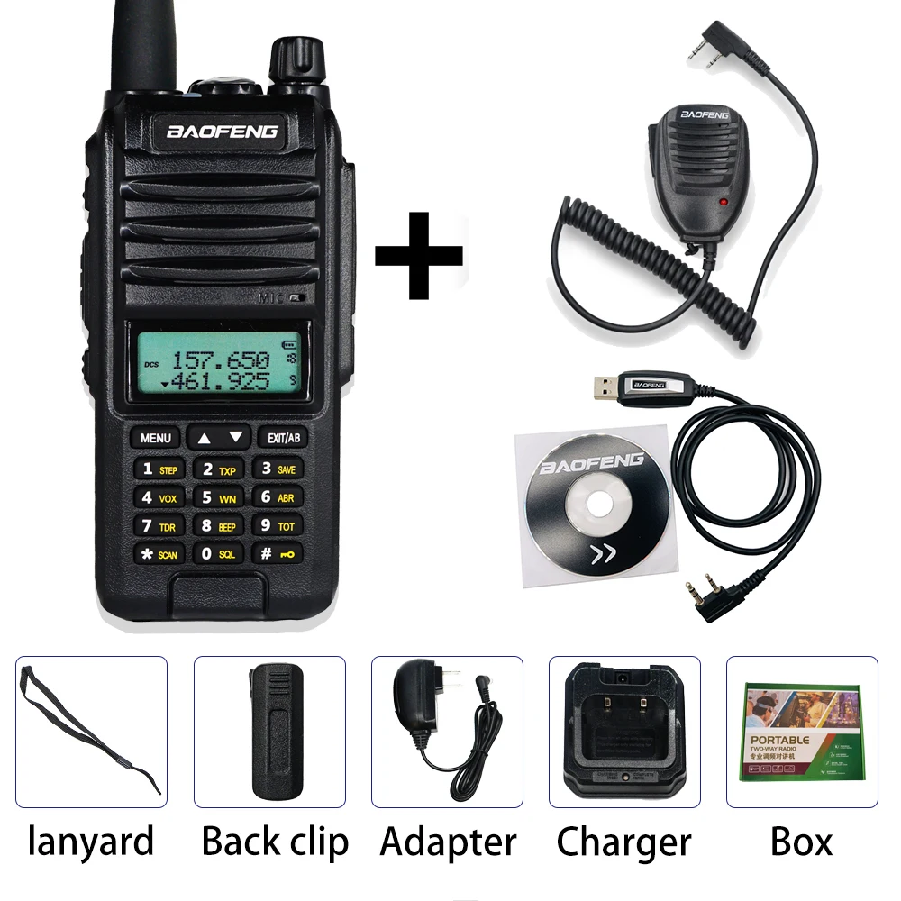 Add mic cable BaoFeng A58S трехдиапазонная 8 Вт рация 3800 мАч портативная CB Ham радио 10 км fm-приемопередатчик обновление UV-82hp двухстороннее радио UV82 - Цвет: Add mic cable