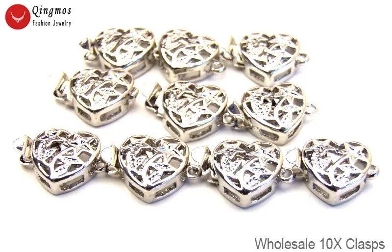 

Застежка в форме сердца Qingmos 10X для изготовления ювелирных изделий с серебряным покрытием 12 мм, 1 нить, аксессуары для ювелирных изделий Gp193, оптовая продажа