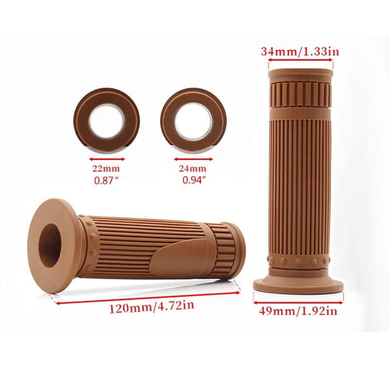 

7/8" 22mm Motorcycle Rubber Vintage handle grip Bike Grips Vintage Motorcycle Handlebar Hand Grip Bar End For Motorcycle Bike