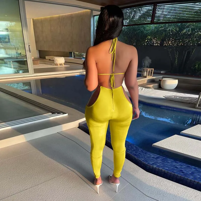 

ZKYZWX Sexy Summer Bandage Bodycon Sleeveless Backless Jumpsuit for 2021 Fashion Women Clothes Overalls One Piece Club Outfits