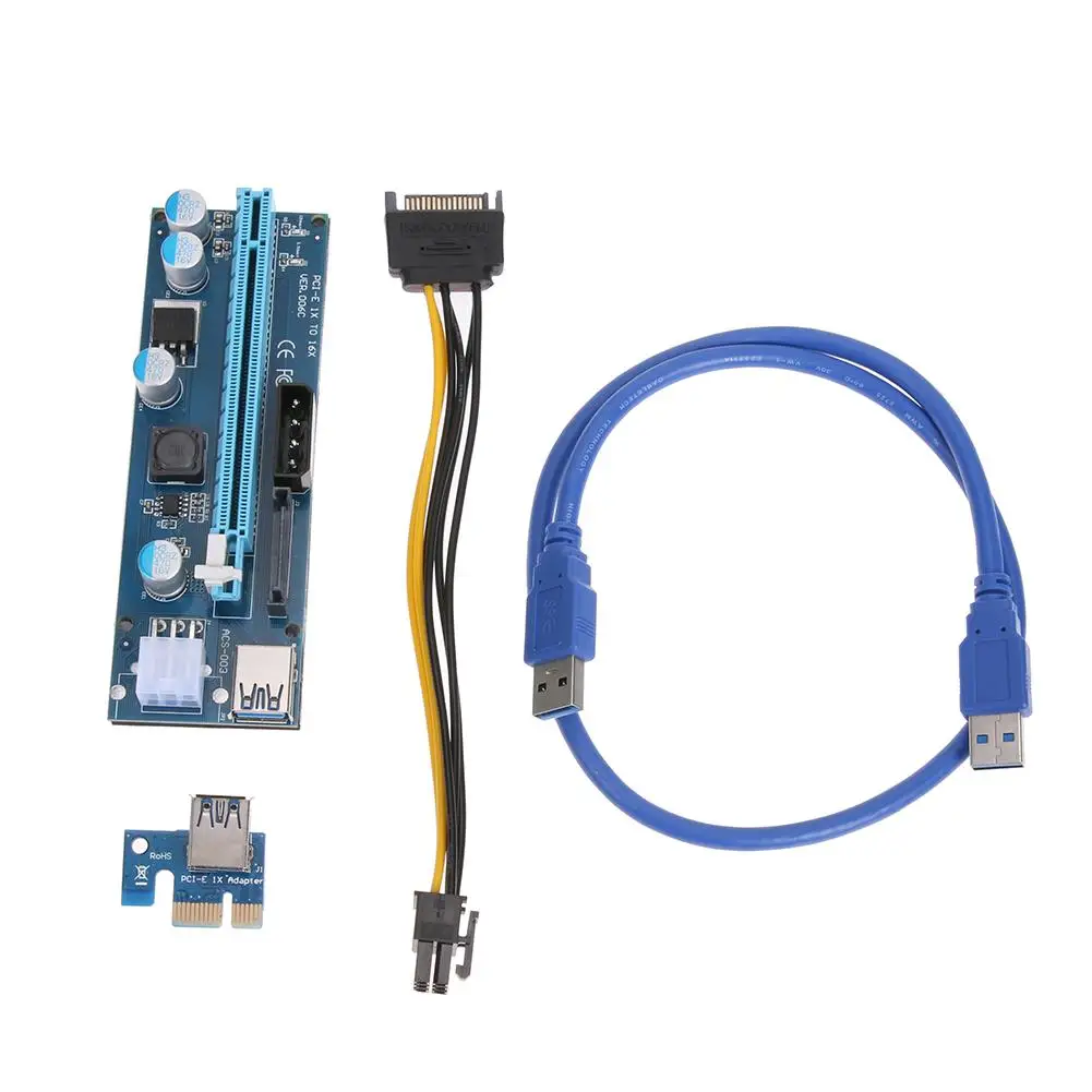 

4/6/15Pin Ports Riser Adapter with PCI-E 1x to 16x Mining Enhanced Extender Household Computer Parts for Bitcoin Miner Mining