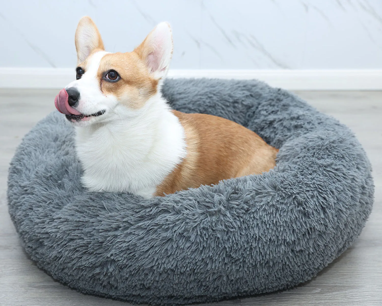 Прямая поставка Круглый длинный плюшевый домик для кошек мягкая кровать Лучшая