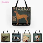 Большая Наплечная Сумка Vizsla, с изображением французского бульдога, таксы, винтажный постер с собакой, водонепроницаемая Льняная сумка-тоут