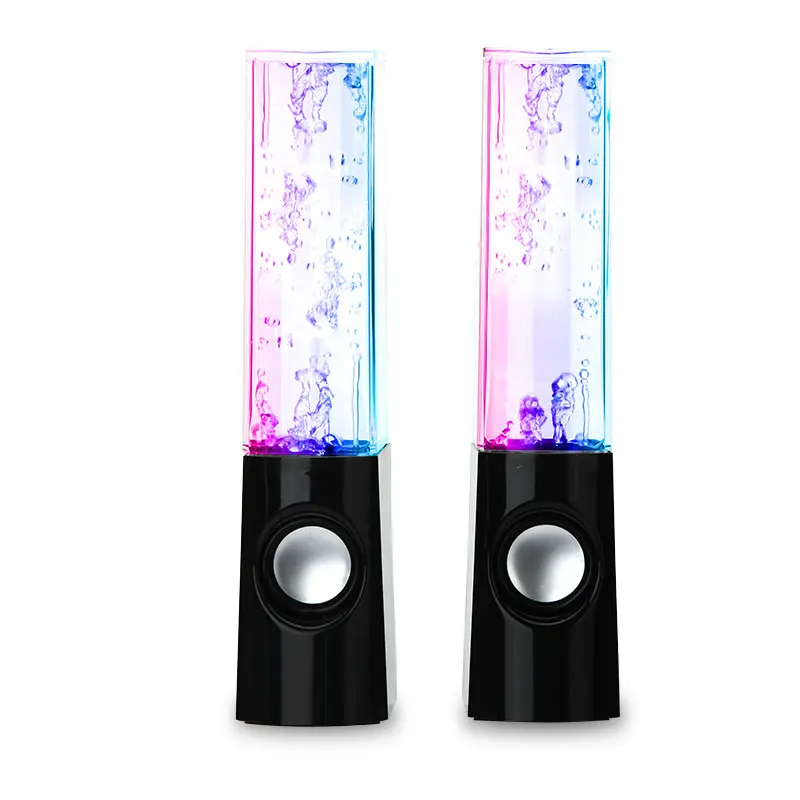 2pcs led light dancing water music fountain light speakers for pc laptop for phone portable desk stereo speaker free global shipping