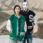 Осенне-зимняя бейсбольная униформа в стиле ретро американская уличная Длинная женская Свободная Повседневная парная блестящая куртка с вышивкой