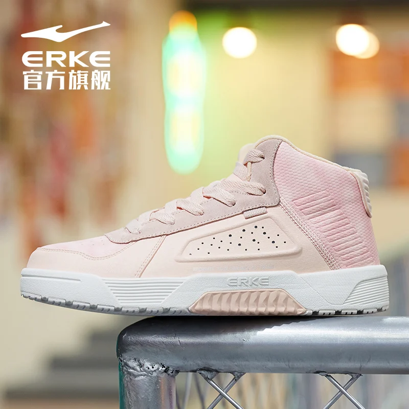 

Hongxing Erke women's shoes new versatile sports shoes in autumn and winter thick soled warm and casual high top board shoes