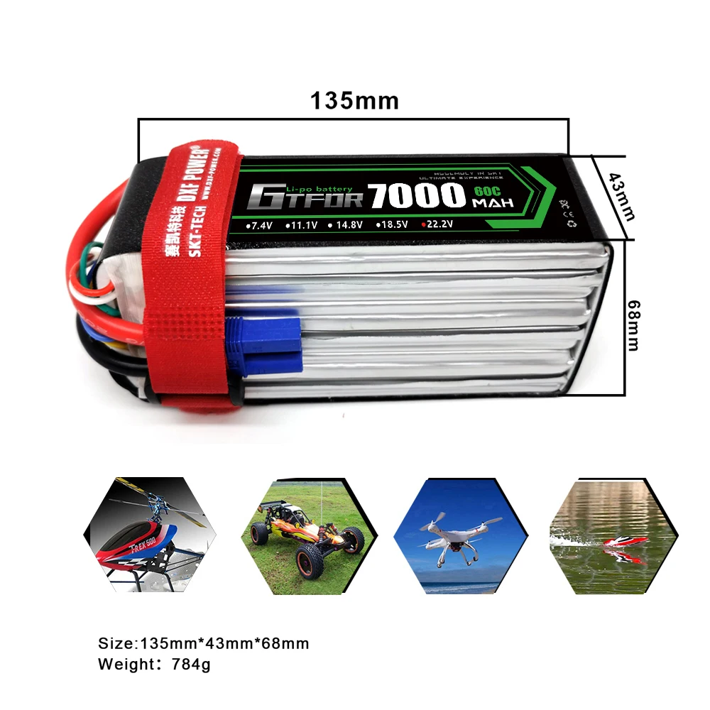 Аккумулятор GTFDR 3S 4S 6S Lipo батарея 11 1 В 14 8 в 22 2 7000 мАч 60C MAX 120C жестком корпусе для