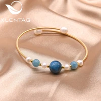 xlentag designer cuff bangles per natural blue stone bracelets for women engagement friends natural pearl enthic jewelry gb0176c