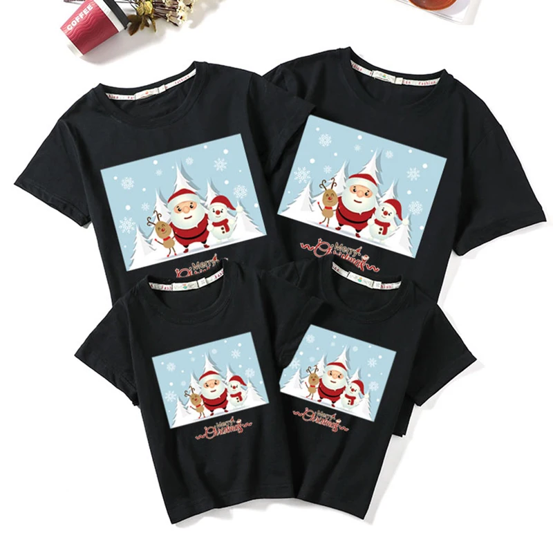 Одинаковые комплекты для семьи Рождественская семейная футболка папы мамы сына