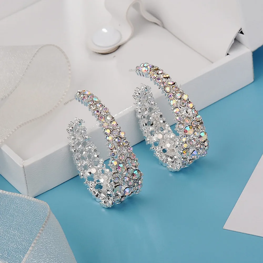 

1 Pair Crystal Earrings Women Beautiful Lightweight Earrings Sparkly Shiny Rhinestones Earrings Jewelry Gift
