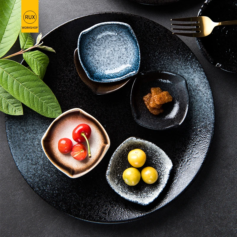 Японская керамическая тарелка для соуса RUX прямоугольная соевого салата круглый