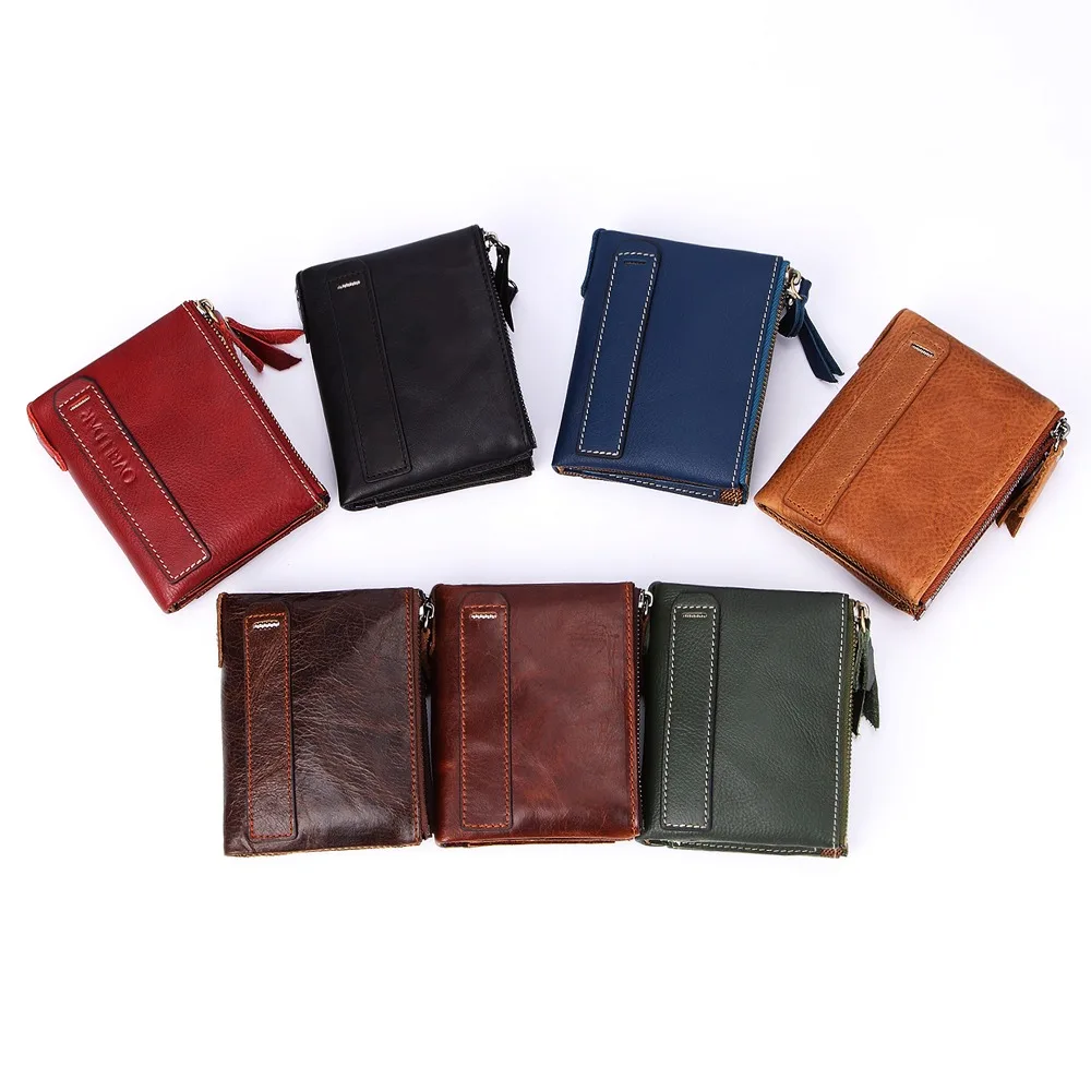 Модные женские кошельки из натуральной кожи с двойной молнией винтажный женский