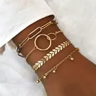 WUKALO винтажные геометрические стрелы металлическая цепочка золотистые браслеты для женщин богемный пляжный браслет ювелирные изделия