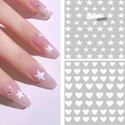Новинка 2021, Стикеры для ногтей в богемском стиле с изображением белого сердца и звезд, наклейки для ногтей, декоративные материалы для маникюра