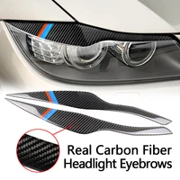1pair real carbon fiber headlight eyebrow eyelid cover for bmw 3 series e90 e91 2006 2007 2008 2009 2010 2011 car accessories
