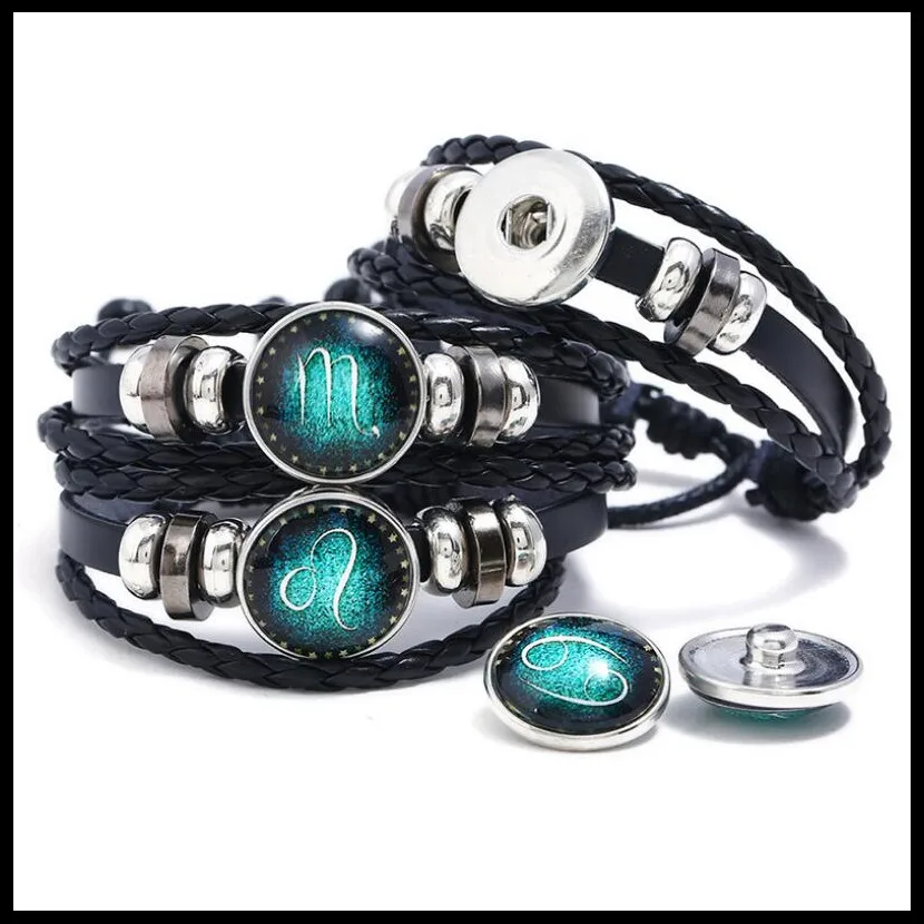 Новинка 2019 модный браслет с 12 созвездиями мужской кожаный очаровательные