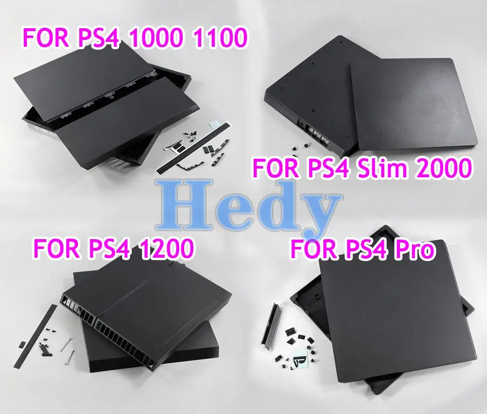 1set Plastic Black Protective Front Bottom Shell For Sony PS4 1000 1100 1200 Housing Case For PlayStation 4 PS4 Pro/Slim 2000