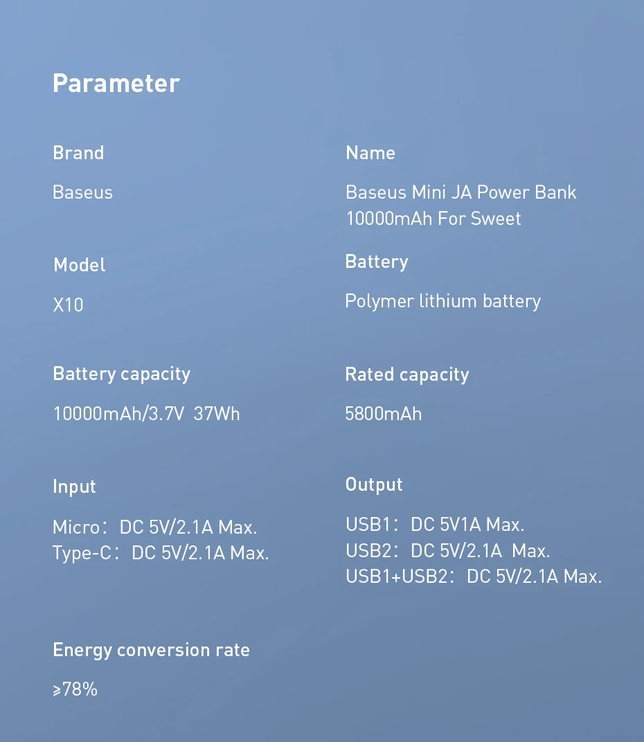 Baseus мини банк питания 10000 мАч для xiaomi samsung iPhone милый подарок банк питания Портативный двойной USB зарядное устройство батареи для путешествий