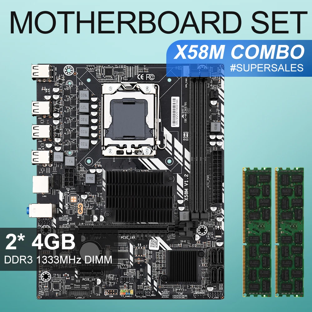 X58 настольная материнская плата LGA1366 комплект с 8 Гб (2 шт. * 4 Гб) DDR3 1333 МГц ECC REG RAM