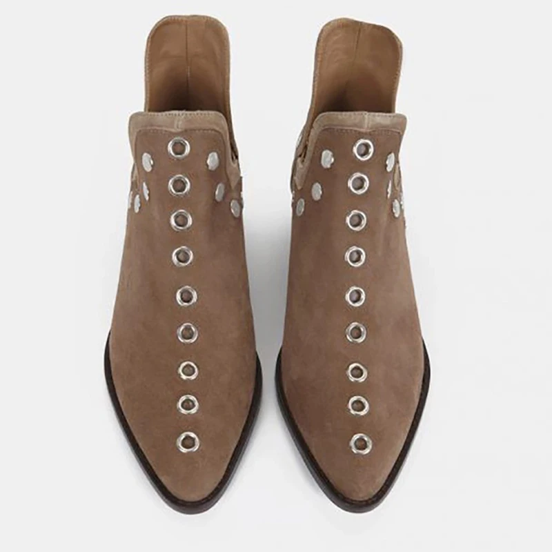 

Black Ankle Boots Woman 2020 Low Heel Punk Style Autumn Winter Women Booties Rivet Shoes Short woman shoes high heels sexy