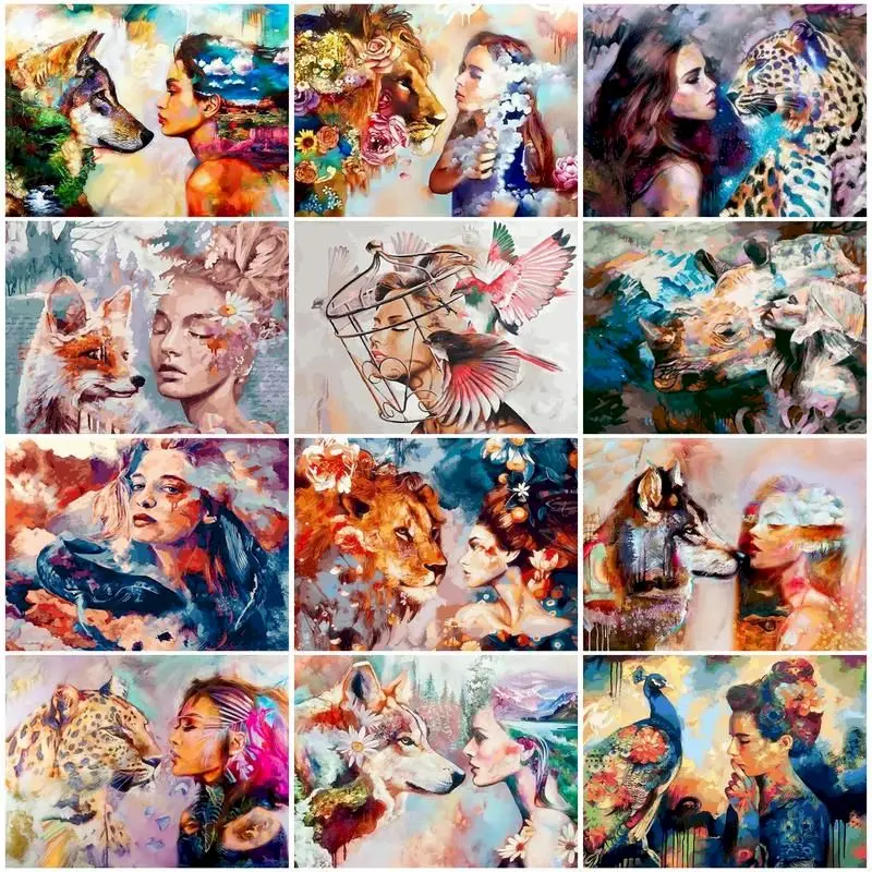 

Painting By Numbers Animals Girl DIY Kits On Canvas For Drawing Coloring Handmade With Framed Picture By Number Art Home Decor