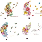 Декоративные виниловые обои в виде перьев и цветов для детской комнаты