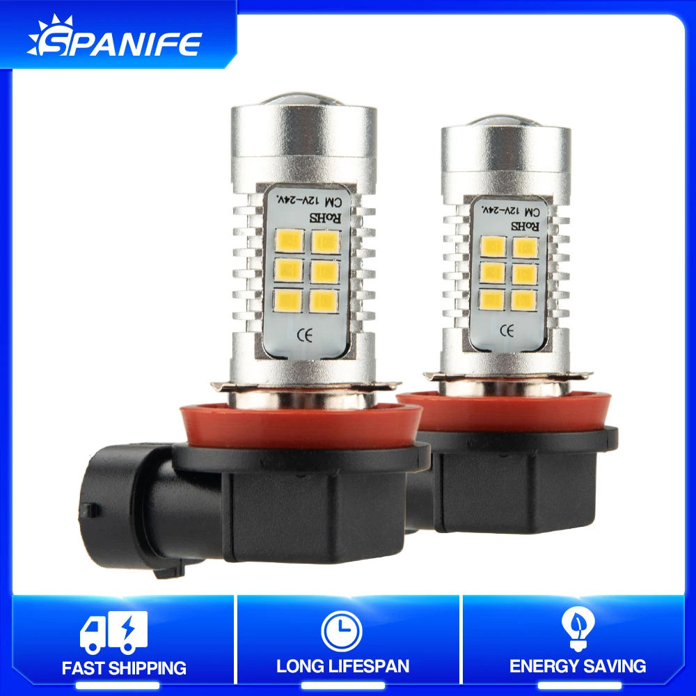 

Spanife светодиодный противотумансветильник ры светодиодсветодиодный лампы h7 60 Вт 9005 9006 6500 лм K H4 H8 H11 2835-21SMD 12 В 24 В Автомобильные противотуманн...