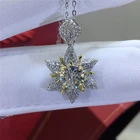Ожерелье с кулоном Geoki из серебра 925 пробы с бриллиантами, 1 карат D, цвет VVS1, Муассанит, золотой цвет, снежинка, ювелирные изделия
